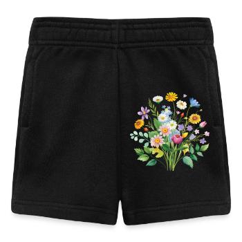 Bunte Wildblumen Blumenstrauß Illustration - Baby Shorts - Schwarz - Vorne