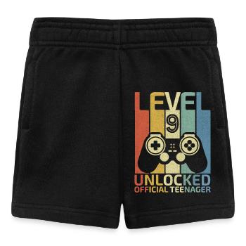 Level 9 Freigeschaltet offizieller Teenager - Baby Shorts - Schwarz - Vorne