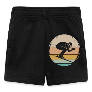 Skifahrer retro Abfahrt Winter Wintersport Symbol - Baby Shorts - Schwarz - Vorne
