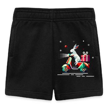 Hase auf einem Roller,mit Geschenk für Weihnachten - Baby Shorts - Schwarz - Vorne