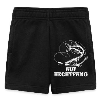 Hecht Angeln AUF HECHTFANG Lustiges Angler Outfit - Baby Shorts - Schwarz - Vorne