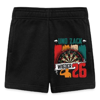 Dartspieler UND ZACK WIEDER 26 Lustiges Darts - Baby Shorts - Schwarz - Vorne