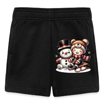 Schneemann und lachendes Kind – pure Winterfreude - Baby Shorts - Schwarz - Vorne