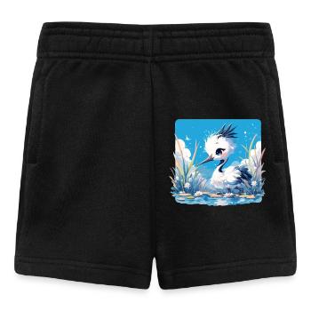 Kraniche Kranich - Baby Shorts - Schwarz - Vorne