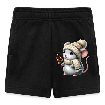 entzückende Maus mit einer warmen Strickmütze - Baby Shorts - Schwarz - Vorne