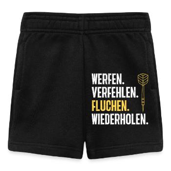 Dartspielerin WERFEN VERFEHLEN FLUCHEN WIEDERHOLEN - Baby Shorts - Schwarz - Vorne