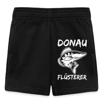 Angeln DONAU FLÜSTERER Zander Angler Outfit - Baby Shorts - Schwarz - Vorne