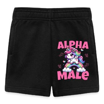 Mignon mâle licorne alpha chevauchant l’arc-en-ciel - Short Bébé - noir - Devant
