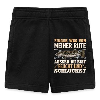 Angler FINGER WEG VON MEIENR RUTE Lustiges Angeln - Baby Shorts - Schwarz - Vorne