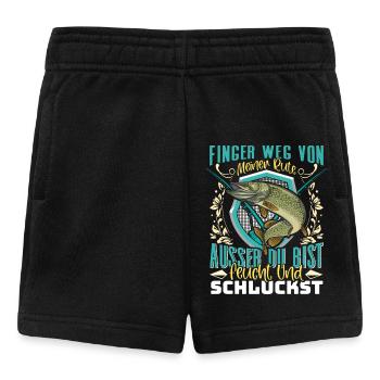 Angler FINGER WEG VON MEIENR RUTE Lustiges Angeln - Baby Shorts - Schwarz - Vorne