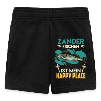 ZANDER FISCHEN IS MY HAPPY PLACE Lustiges Angeln - Baby Shorts - Schwarz - Vorne