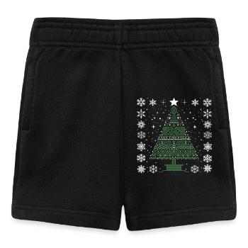 Ugly Xmas: Green fir tree in the snow - Baby Shorts - black - Front