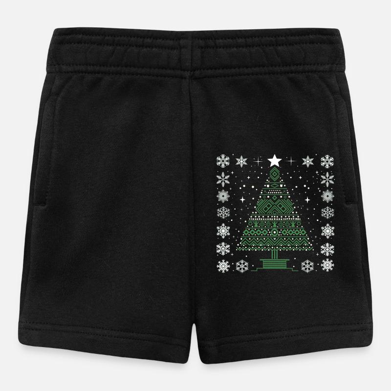 Noël moche : Sapin vert dans la neige - Short Bébé - noir