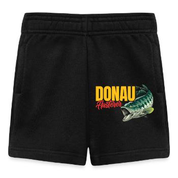 DONAU FLÜSTERER Angler Outfit Angeln Hobby - Baby Shorts - Schwarz - Vorne