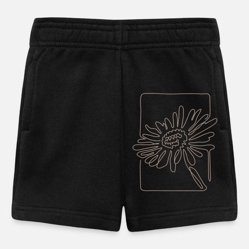 Fleur d’art linéaire minimaliste - Short Bébé - noir