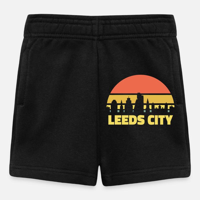 Leeds City Skyline Rétro Coucher de soleil Silhouette - Short Bébé - noir