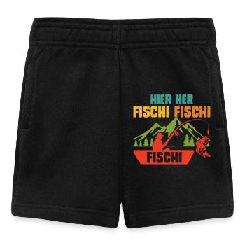 Angler HIER HER FISCHI FISCHI FISCHI Lustiges - Baby Shorts - Schwarz - Vorne