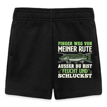 Angler FINGER WEG VON MEIENR RUTE Lustiges Angeln - Baby Shorts - Schwarz - Vorne