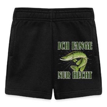 Hecht Angler ICH FANGE NUR HECHT Lustiges Angeln - Baby Shorts - Schwarz - Vorne