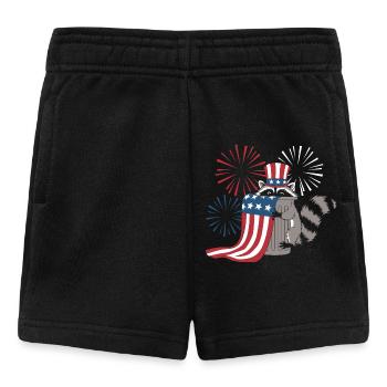 Patriotic Raccoon Fireworks - Baby Shorts - black - Front