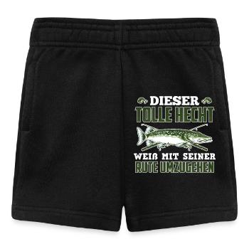 Angler DIESER TOLLE HECHT WEIß MIT SEINER RUTE - Baby Shorts - Schwarz - Vorne