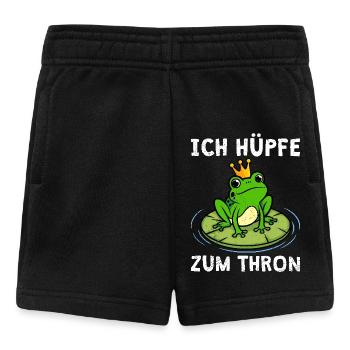 Karneval Frosch ICH HÜPFE ZUM THRON Lustiges - Baby Shorts - Schwarz - Vorne