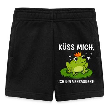 Karneval Frosch KÜSS MICH ICH BIN VERZAUBERT - Baby Shorts - Schwarz - Vorne