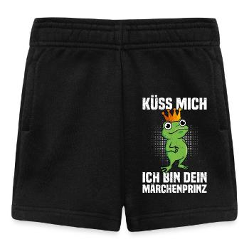 Karneval Frosch KÜSS MICH BIN DEIN MÄRCHENPRINZ - Baby Shorts - Schwarz - Vorne