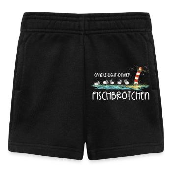 Candle Light Dinner Fischbrötchen Meer Spruch - Baby Shorts - Schwarz - Vorne