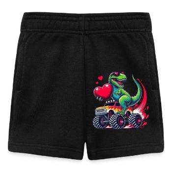 Valentine's Day Dinosaur Heart Monster Truck Funny - Baby Shorts - black - Front