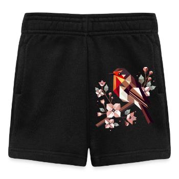charmant rouge-gorge entouré de cerisiers en fleurs - Short Bébé - noir - Devant