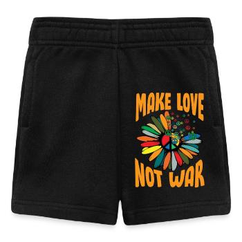 Make Love Not War Flowerpower Hippie - Baby Shorts - Schwarz - Vorne