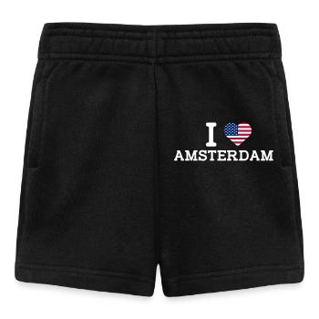 I love Amsterdam USA Flagge Herz Amerikanische Flagge Wortspiel - Baby Shorts - Schwarz - Vorne
