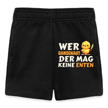 Karneval Ente WER GÄNSEHAUT DER MAG KEINE ENTEN - Baby Shorts - Schwarz - Vorne