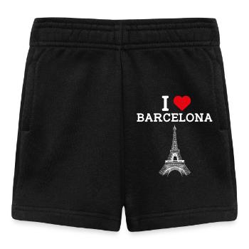 I love Barcelona Cool Heart Flagge Eiffelturm Wortspiel - Baby Shorts - Schwarz - Vorne