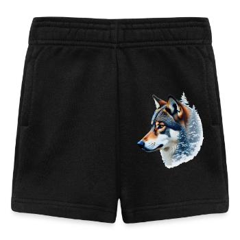 Snow Wolf: Wild and Winter Fusion - Baby Shorts - black - Front