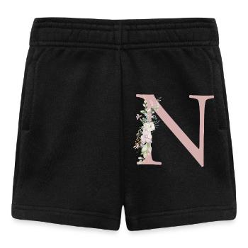 N Monogramme, Floral, Personnalisable - Short Bébé - noir - Devant