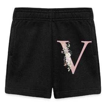 V Monogramme, Floral, Personnalisable - Short Bébé - noir - Devant