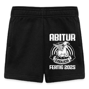 Mädchen ABITUR ENDLICH FERTIG 2025 Abi Geschafft - Baby Shorts - Schwarz - Vorne