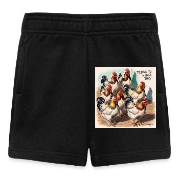 Hühnerbande Chaos am Hof - Baby Shorts - Schwarz - Vorne