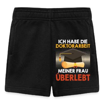 HABE DOKTORARBEIT MEINER FRAU ÜBERSTANDEN Lustig - Baby Shorts - Schwarz - Vorne