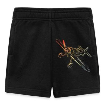 Vintage Propeller Flugzeuge Line Art - Baby Shorts - Schwarz - Vorne
