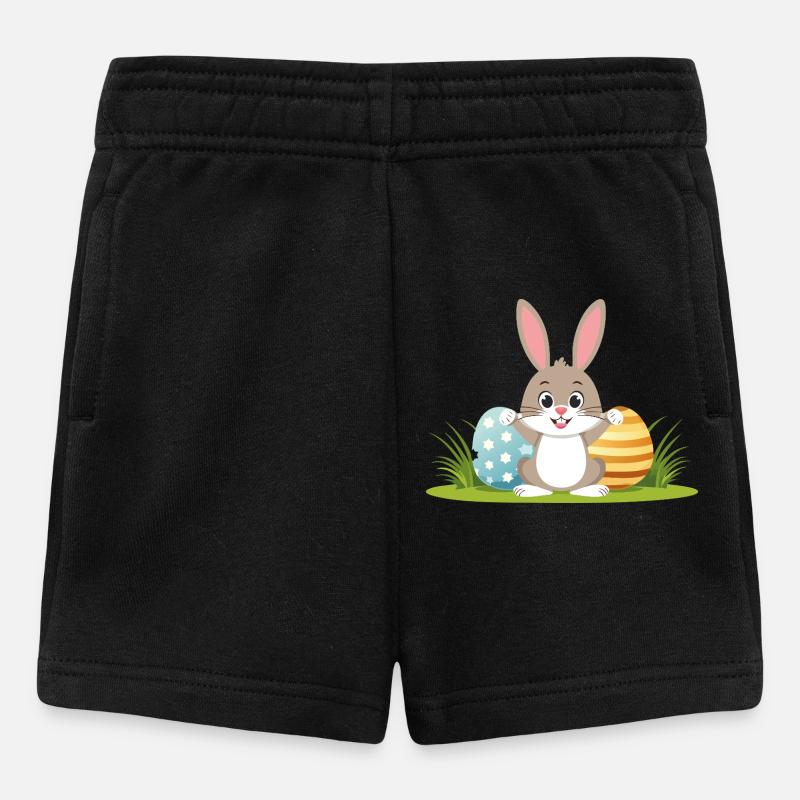 Happy Easter bunny with colorful Easter eggs - Baby Shorts - black