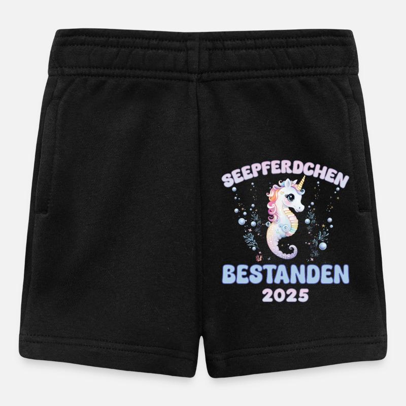 Mädchen Seepferdchen bestanden 2025 Kinder - Baby Shorts - Schwarz