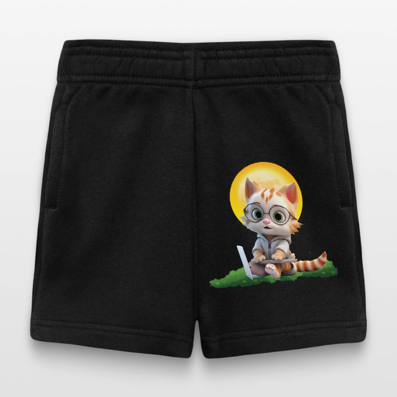 Smart Cat Sun Coder: Kitten Laptop Art Print Baby Shorts