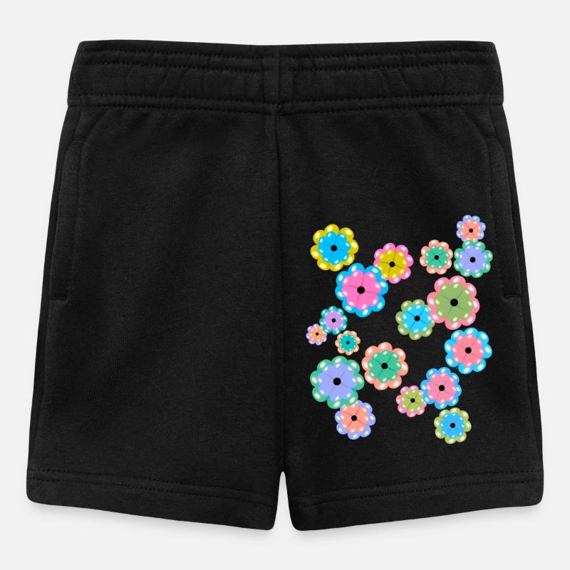 Mandala de printemps fleurs, fleurs, - Short Bébé - noir