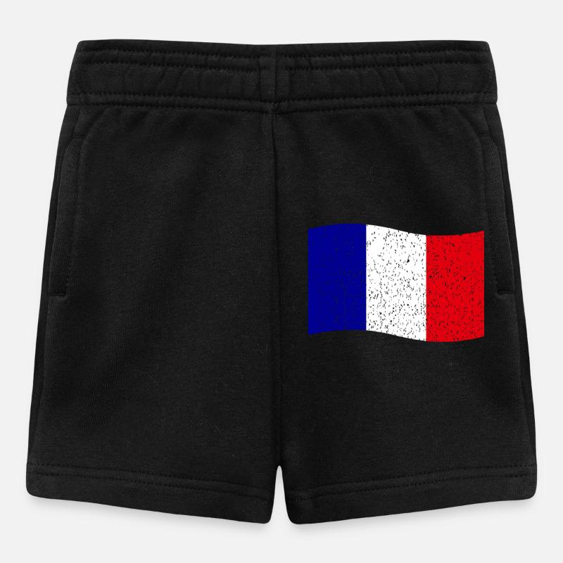 drapeau français vintage - Short Bébé - noir