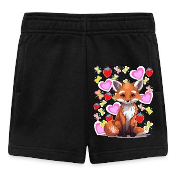 Renard Fox Coeur Fraises d’été Enfants Années 80 - Short Bébé - noir - Devant