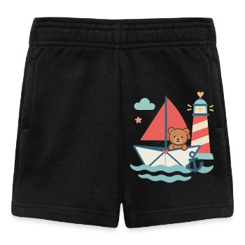 Ahoy Teddy – Nautical Children's Design - Baby Shorts - black - Front