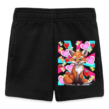 Retro Sommer Fuchs Waldbewohner Erdbeeren 80er - Baby Shorts - Schwarz - Vorne